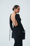 BLACK WOVEN DRESS 003