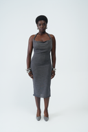 CHARCOAL KNOTTED DRESS 001