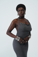 CHARCOAL KNOTTED DRESS 001
