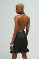 DARK OLIVE HALTER DRESS 004